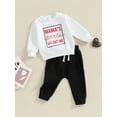 thumbnail image 3 of Bslissey Toddler Baby Boys Valentine's Day Pants Set Long Sleeve Letter Print Pullover Tops + Black Jogger Pants 3M 6M 12M 18M 24M 3T Infant 2Pcs Tracksuit Outfits, 3 of 8