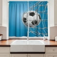 thumbnail image 2 of Ambesonne Soccer Kitchen Curtains, Goal Ball in the Net, 55"x39", Blue Pale Grey Black, 2 of 3