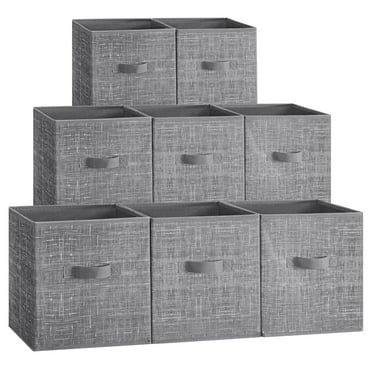8 Storage Cubes, 11" Non-Woven Fabric Bins with Double Handles Closet Organizers for Bedroom Living Room Cattail Gray