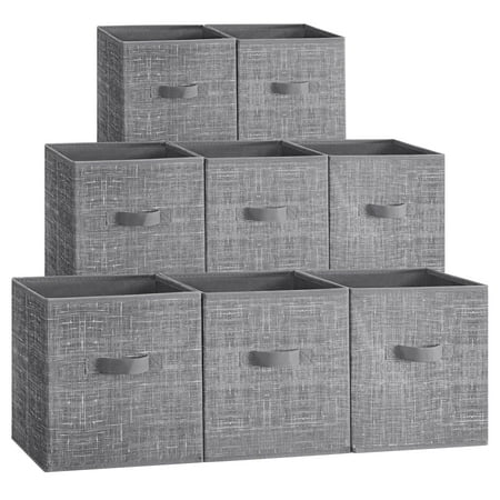 8 Storage Cubes 11 Non-Woven Fabric Bins with Double Handles Closet Organizers for Bedroom Living Room Cattail Gray