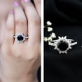 thumbnail image 3 of Lab Created Black Diamond Cocktail Ring with Moissanite, Nature Inspired Floral Ring, 18K White Gold, US 8.50, 3 of 9