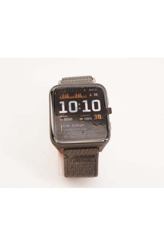 Pre-Owned Garmin Venu X1, Thin and Lightweight GPS Smartwatch, AMOLED Display, Advanced Health and Fitness Features, Moss with Titanium Caseback and Moss ComfortFit Nylon Band