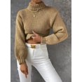 thumbnail image 2 of Lovskoo Sweaters for Women Long Sleeve Turtleneck Casual Pullover Sweater Khaki, 2 of 5