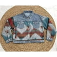 thumbnail image 5 of NANAHuang Western Jean Jacket for Womens Aztec Ethnic Denim Jacket Distressed Lapel Long Sleeve Button Down Shacket Coat, 5 of 6