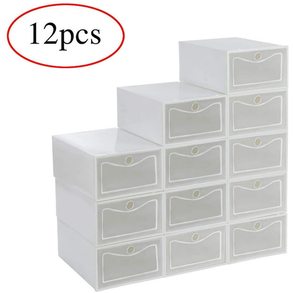 clear stackable shoe storage bins