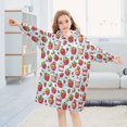 thumbnail image 5 of Dailycode Wearable Blanket Hoodie Oversized Sherpa Flannel Blankets with Pocket for 3-14 Year Old Cute Strawberries Face, 5 of 7