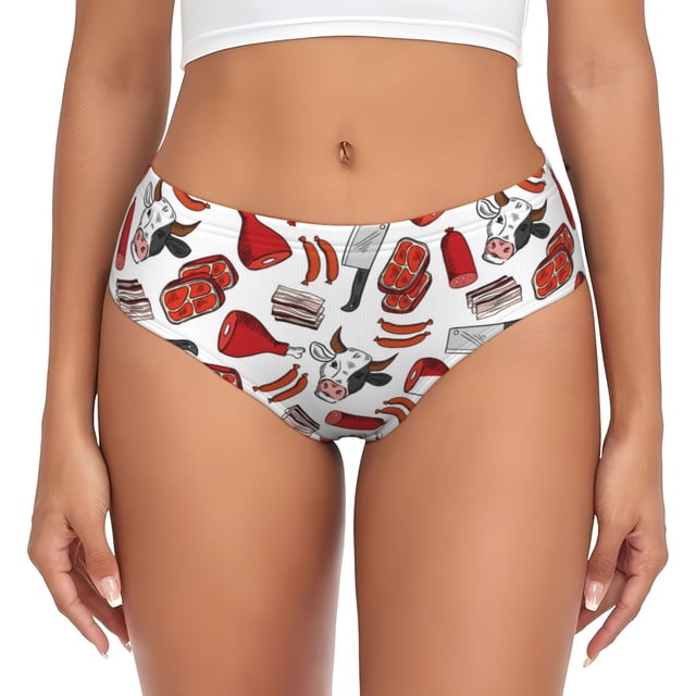 Balery Red Food Ropa Interior de Algodón para Mujer con Dibujo – Braguitas Cómodas y Elásticas, Estilo Clásico-X-Small