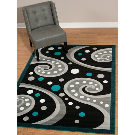 - United Weavers Brasserie Espresso Swirl Aqua Woven Olefin Area Rug or Runner