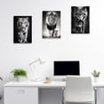 thumbnail image 3 of ZHONGYUTONG Black White Animals Wall Art 3 Pieces Tiger Lion King Wolf and Baby Picture Prints Africa Wildlife Portrait Canvas Artwork for Men Bedroom Office Decor (11.00" x 14.00" x 3PCS), 3 of 6