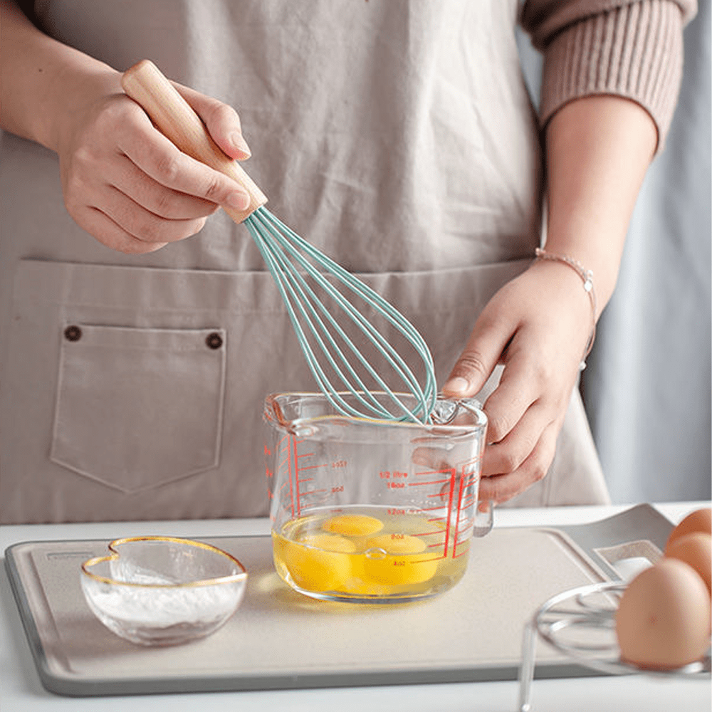  Silicone Whisk with Wood Handle,Balloon Whisk, Egg Beater,Egg  Whisks for Kitchen Cooking: Home & Kitchen