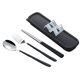 thumbnail image 2 of Juego portátil de cubiertos - tenedor, cuchara, palillos con estuche de acero inoxidable - Utensilios reutilizables para acampar para comer, trabajar, viajar - fáciles de limpiar, pulidor de, 2 of 7
