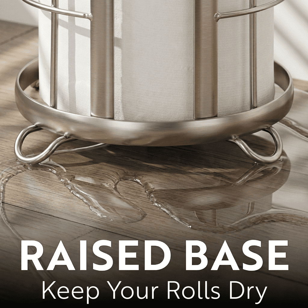 Brookstone Toilet Paper Holder Stand,  Bathroom Freestanding  Storage for Tissue Rolls, Nickel