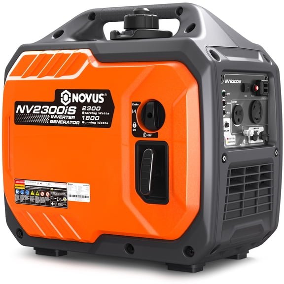 NOVUS 2300W Portable Inverter Gas Generator, Small Quiet Generator, RV Ready with CO Sensor for Home Backup, Outdoor Camping, Parallel Capable