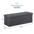 thumbnail image 3 of Favory 43 Inches Folding Storage Ottoman Bench, Ottoman Foot Rest, End of Bed Bench, Storage Chest, Load 660 lb, for Living Room, Bedroom, Entryway-43Inch Dary Grey, 3 of 18