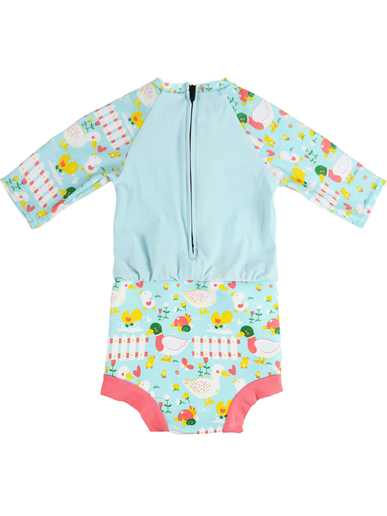 Splash About Baby Girl's Happy Nappy Sunsuit, One-Piece Swimsuit with Swim Diaper - Little Ducks, 12-24 Months