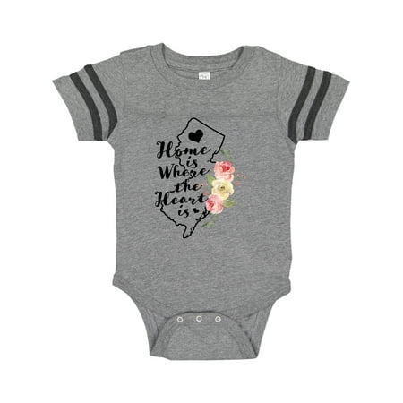 

Inktastic New Jersey Home is Where the Heart is with Watercolor Floral Gift Baby Boy or Baby Girl Bodysuit