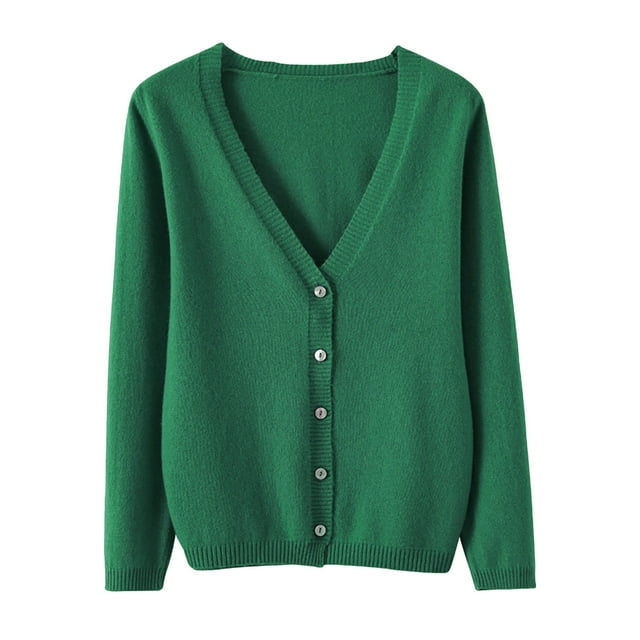 Cardigan Manteau Doux en Tricot pour Femmes, Mode Durable, Printemps et Automne, Décontracté, Ample, Uni, Manches Longues, Col en V, à Boutons - Hontri