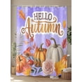 thumbnail image 4 of Fall Shower Curtain Pumpkin Shower Curtains for Bathroom Thanksgiving Decor, Waterproof Polyester Shower Curtain Set with Hooks, Extra Long 72" x 84" Leaves Rose Mushroom Purple, 4 of 6