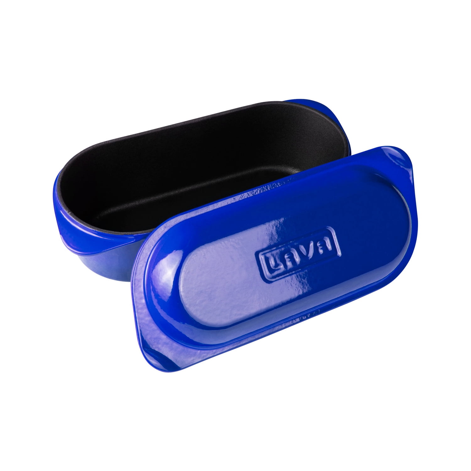 Lava Cast Iron Artesian Bread Baker Rectangle Loaf Pan with Lid 4.75" by 11" Blue