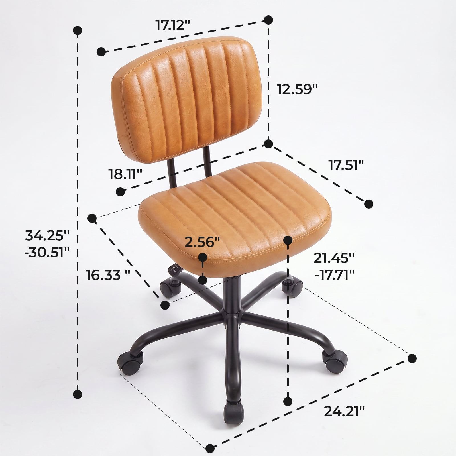 Alvantor Office Chair, Adjustable Height 360° Swivel Rolling Computer Task Chair without Arms, White/Orange/Black