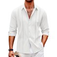 thumbnail image 1 of UKAP Mens Shirts Lapel Neck Blouse Button Down Tops Regular Fit Work Tunic Shirt White 4XL, 1 of 8