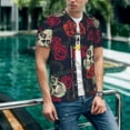 thumbnail image 6 of Lsque Roses Skulls Pattern Mens Polo Golf Shirts Funny Graphics Shorts Sleeve Button Shirts Baseball T-shirt-4X-Large, 6 of 7