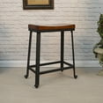 thumbnail image 3 of Contemporary Home Living 24" Brown and Black Classic Saddle Seat Counter Stool, 3 of 4