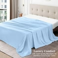 thumbnail image 3 of 600 Thread Count Egyptian Cotton Flat Sheet – 1 Piece, Stripe Light Blue King Size (102" x 108"), 3 of 5