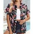 thumbnail image 2 of Women Tropical Shirt Summer Beach Hawaii Button Down Short Sleeve Blouses Floral Tops 2025 Tropical, 2 of 3
