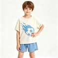 thumbnail image 2 of NAISIBABY Boys Summer Outfit Sets, Soccer Garphic Short Sleeve T-Shirt & Shorts 2-Piece Active Fit Casual Clothes Sets Blue Size 2, 2 of 9