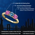 thumbnail image 2 of Gem Stone King 18K Yellow Gold Plated Silver Persian Blue Moissanite and Pink Created Sapphire Engagement Ring for Women | 1.60 Cttw | Round 5MM | Gemstone Birthstone | Size 9, 2 of 6