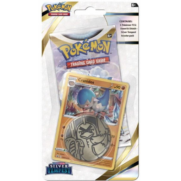 Pokemon Sword & Shield Sivler Tempest Cranidos Checklane BLISTER Pack (Booster Pack, Promo Card & Coin)