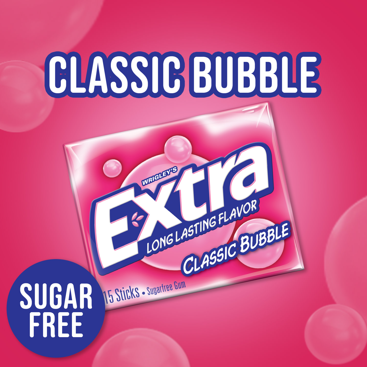 Extra Classic Bubble Gum Sugar Free Back to School Chewing Gum- 3 Pack - image 4 of 15