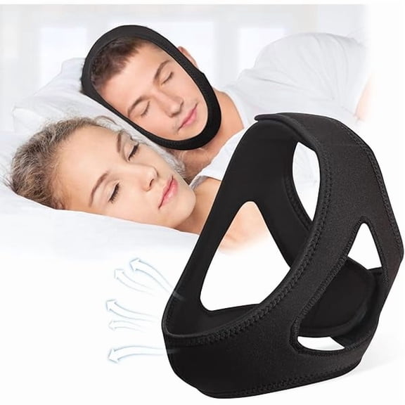 WEEKS Chin Strap for Sleeping, Adjustable and Breathable Anti Snoring Chin Strap, Comfortable Anti Snoring Devices for Men and Women, Black