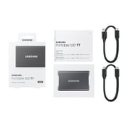 Samsung T7 Portable SSD 2TB Titan Gray, Up-to 1,050MB/s, USB 3.2 Gen2 (MU-PC2T0T/AM)