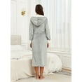 thumbnail image 3 of PajamaX Women's Fleece Hooded Bathrobe Soft Plush Long Spa Robe Lightweight Fluffy Cozy Shower Bathrobe(2XL, Grey), 3 of 6