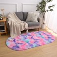 thumbnail image 5 of YJ.GWL Oval Bedside Colorful Rainbow Rugs for Bedroom Fluffy Area Rug for Living Room Fuzzy Cute Nursery Carpet Home Decor,2.6'x5.3',Rainbow Hot Pink, 5 of 6