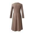 thumbnail image 7 of ZHOGXU Women's Dress Long Sleeve Round Neck Solid Color Side Split Fashion Comfortable Elegant Dresses For Casual Daily Wear,Khaki,L, 7 of 7