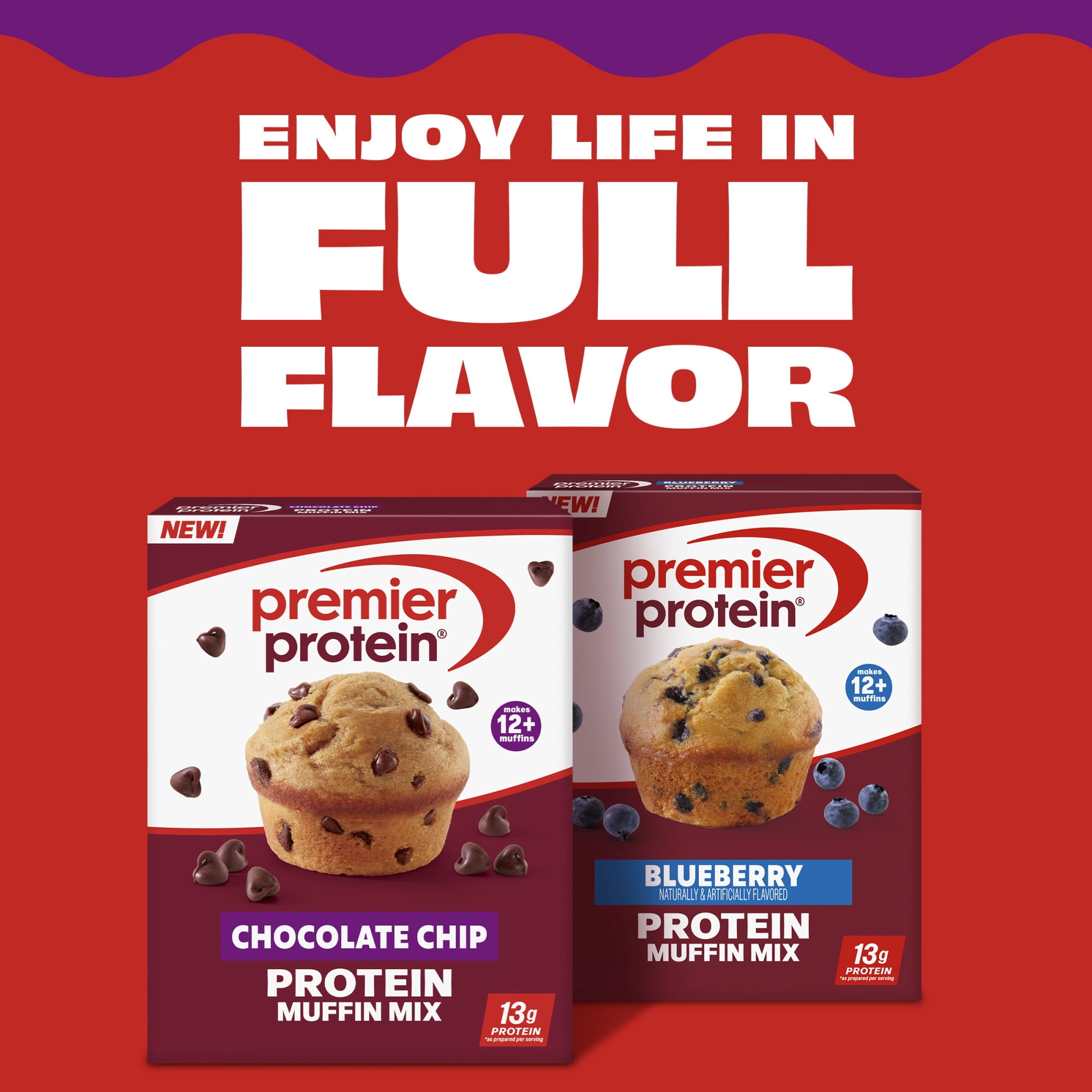 (12 pack) Premier Protein Chocolate Chip Protein Muffin Mix, 14 oz
