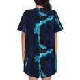 thumbnail image 3 of Bixox Women's Blue Marble And Gold Printed Pajama Set 2 Piece Lounge Set Top and Shorts Soft Pajamas, Shorts with Pockets, 3 of 7