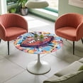 thumbnail image 4 of Rugby Brilliant Color Elastic Fitted Round Table Cover Sport Style Waterproof Outdoor Tablecloth for Holiday Party, Picnic, Patio & Dining Fits Tables Up to 45"-54", 4 of 8