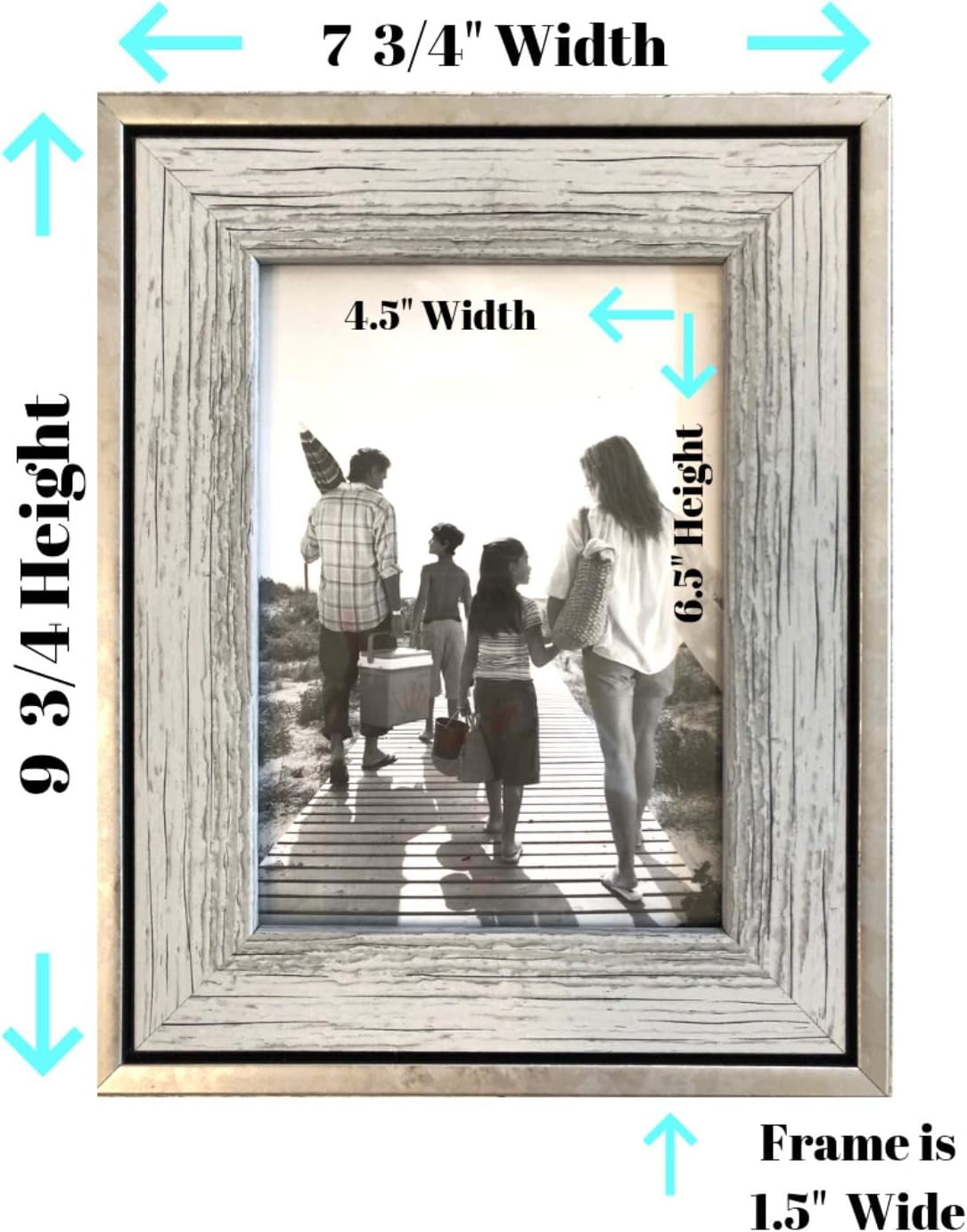 Tasse Verre 5x7" Rustic Picture Frames (3-Pack) Distressed Farmhouse Industrial Table Photo Frame