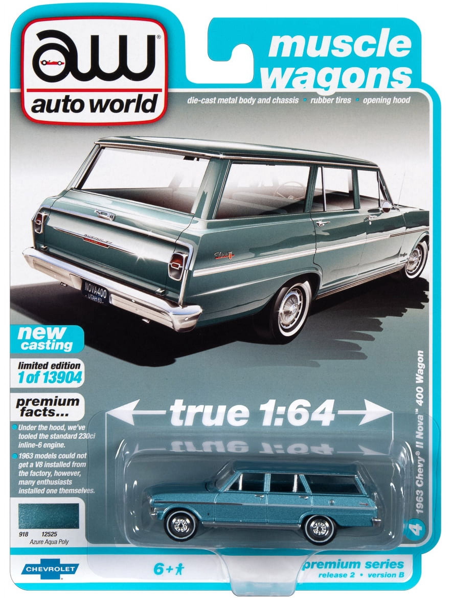 2021 Auto World - 1963 Chevy II Nova 400 Wagon (Blue) AW64312-2B4