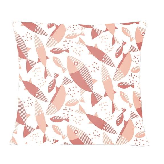 Designart Pink Fishes Pattern' Mid-Century Modern Throw Pillow - 12x20