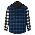 thumbnail image 3 of Guieoi Mens Shirts under $5.00 Men's Hooded Casual Button Down Brushed Plaid Shirt Men's Color Blocked Long Sleeved Hooded Top Blue, 3 of 4
