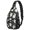 Halloween Line Art Cute Ghost Boo Pattern, variant on Halloween Lime Green Bat Pumpkin Pattern Sling Backpack, Unisex Daily Travel Sling Pack with Side Mesh Pockets, Earphone Hole Port Gift Ideas for Travel Shopping Commuting