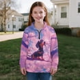 thumbnail image 5 of COEQINE Girls Quarter Zip Sweatshirt Tops, Long Sleeve Loose Fit Sweatshirt Pullover, Printed Fashion Top for Kids Teens Ages 13-14 Machine Wash, Dachshund Flower Pink, 5 of 7