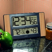 La Crosse Technology Atomic Digital Clock with Temperature and Moon Phase, Oak finish, 513-1417