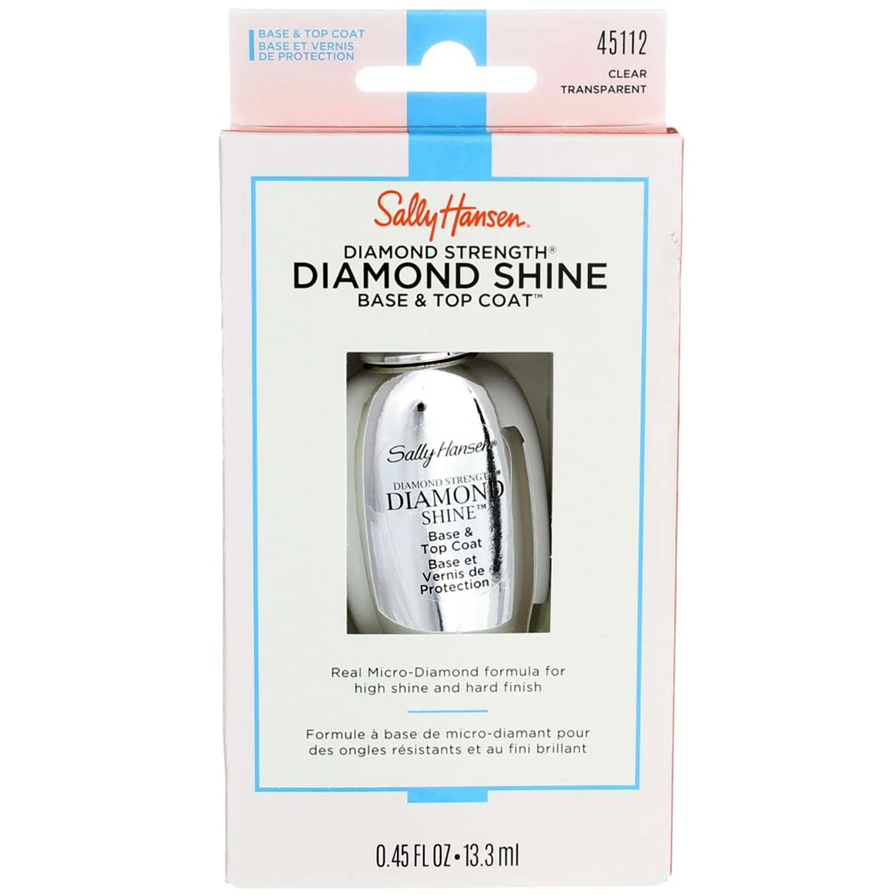 Tanke Beroligende middel Vi ses Sally Hansen Diamond Strength Diamond Shine Nail Base & Top Coat, Clear  Transparent 45112, 0.45 fl oz - Walmart.com