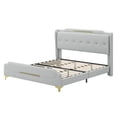 thumbnail image 4 of GDF Studio King Size Leather Upholstered Platform Bed with Gold Metal Accents, Grey, 4 of 10